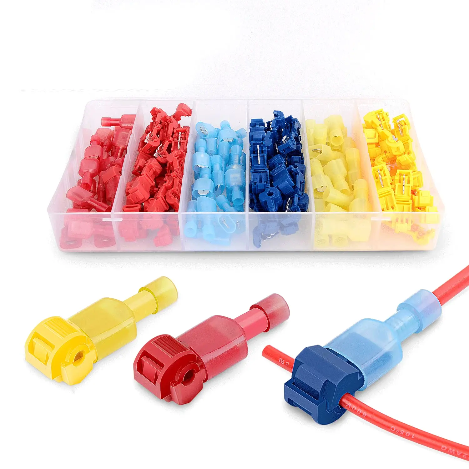 Nilight 50004R Quick Connect Terminal Plug Kit - T-Tap Self-Stripping Durable Reliable Units, 120 Pcs/60 Pairs Quick Snap Set with Nylon Insulated Male-End Plugs, 2-Year Warranty, Father's Day Gift, Durable Reliable Connectors, Quick Snap Connector