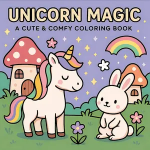 Cute Coloring Book, Fun Art Style, Relaxing for Kids and Adults, Magic Unicorn Theme, Simple Lines, Parent-Child Interaction, Stress Relief