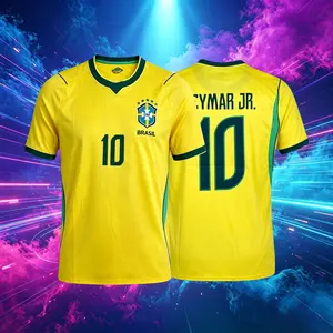 2026 Brazil National Home Yellow Neymar Vini Raphinha Short Sleeve Soccer Jersey Fans Version