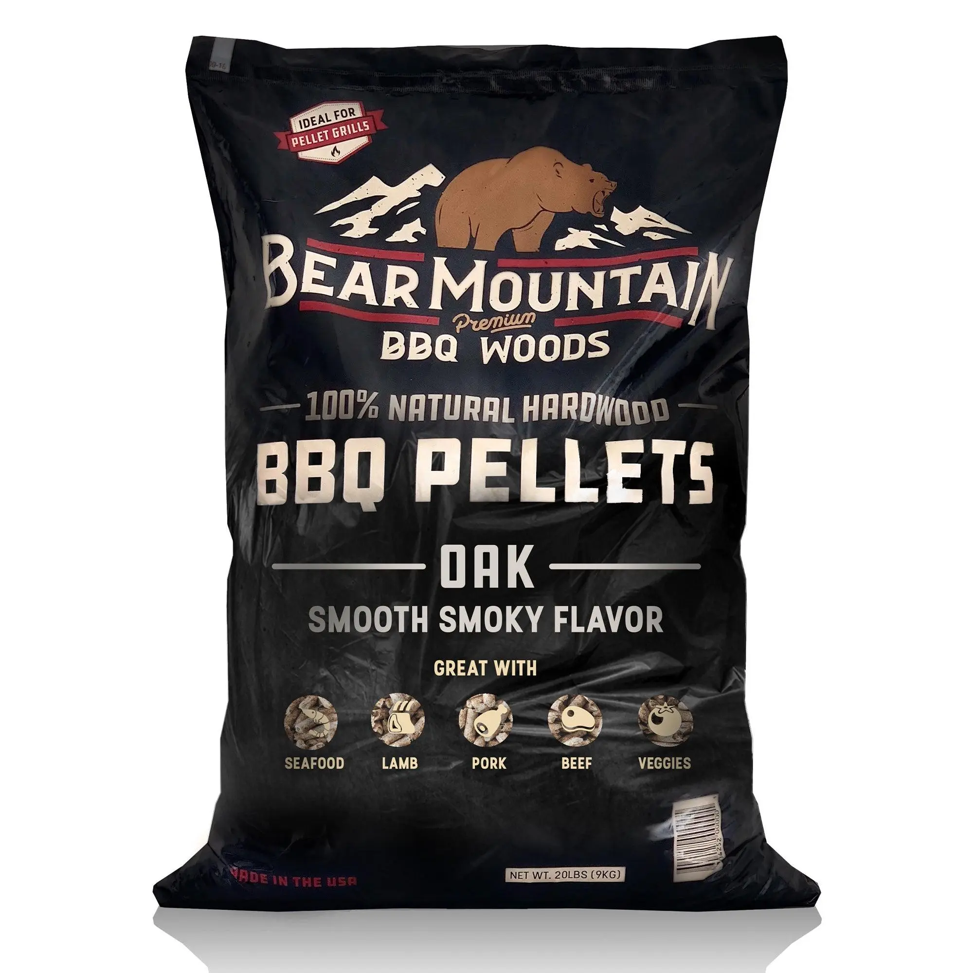 Bear Mountain BBQ Premium All-Natural Hardwood Oak BBQ Smoker Pellets, 20 lbs
