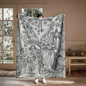 Dwarf Coloring Book Flannel Blanket, Gift Blanket for Family Friends, Nap Blanket, Sofa Blanket, Camping Travel Multi-Purpose Blanket Veterans Throw Vintage Hand-Drawn Eras heating blankets