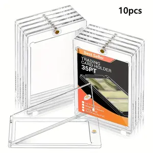 10 Pack Premium 35 Pt UV-Resistant Acrylic Magnetic Card Holders, Durable Transparent Display Cases for Baseball Cards, Trading Card Sleeve, Top Magnet Closure for Collectors & Gamers