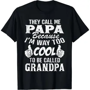 [100% Cotton] Cool Grandpa T-Shirt With Fun Papa Design For Family Lovers.