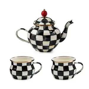 MacKenzie- Childs 4 Cup Tea Pot and Set of 2 Mugs