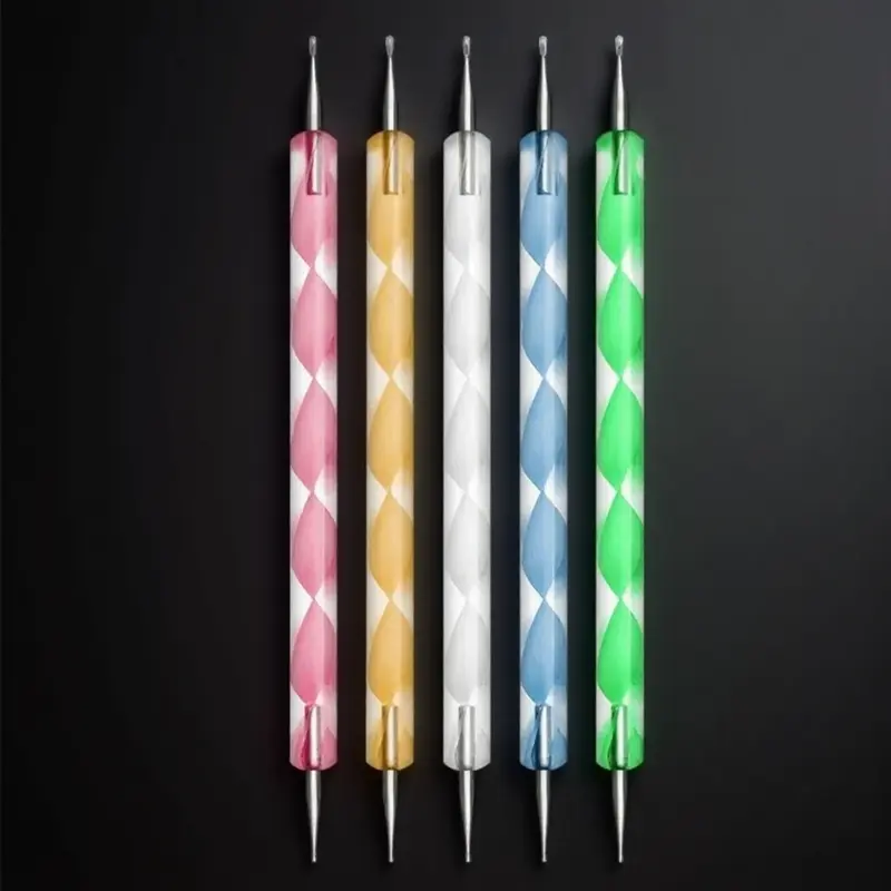 Professional 5-in-1 Nail Art Dotting Pen Set, Stainless Steel Dotting Tools for Nail Design, Multi-Purpose Embossing Clay Sculpting Pens, Creative Dotting Drill Guide, Decoration Dotting Art Kit for DIY, Manicure, Nail Art Supplies