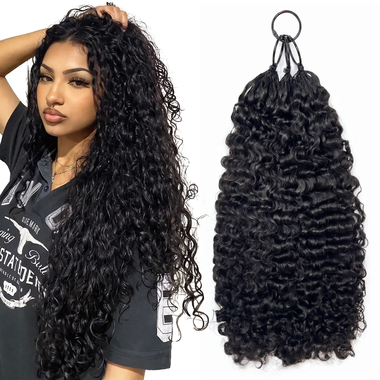 Flowywig raw hair crochet human hair pixie curly miracle knots boho braids human hair 3 packs for full head super double drawn glueless pre-separated tight bouncy curls re-usable lightweight invisible knots #Summervibe