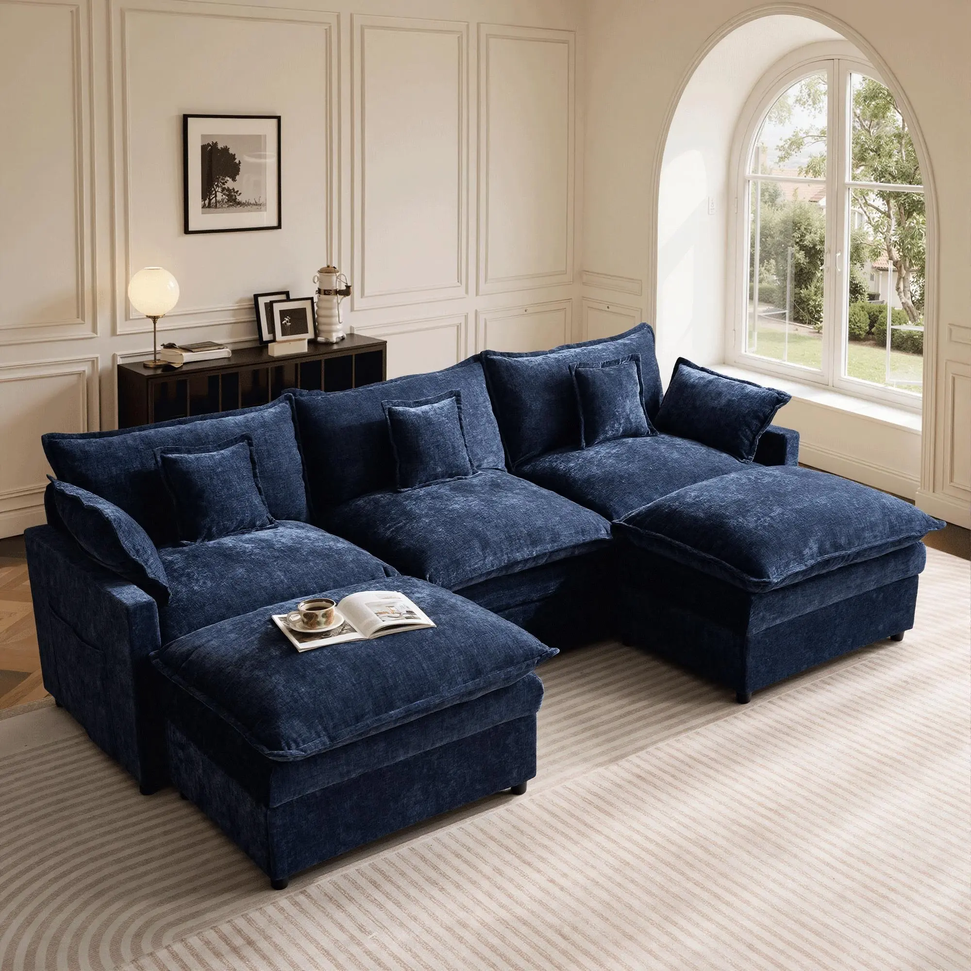 108" Dark Blue Chenille - 3 Seater(2 Packages)