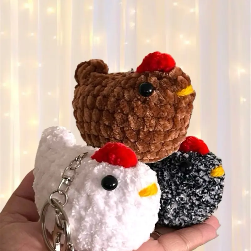 Crochet mini chicken keychain