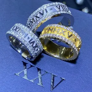 Custom 14k 1.50ct White Diamond Elegant Roman Numeral Wedding Band Ring