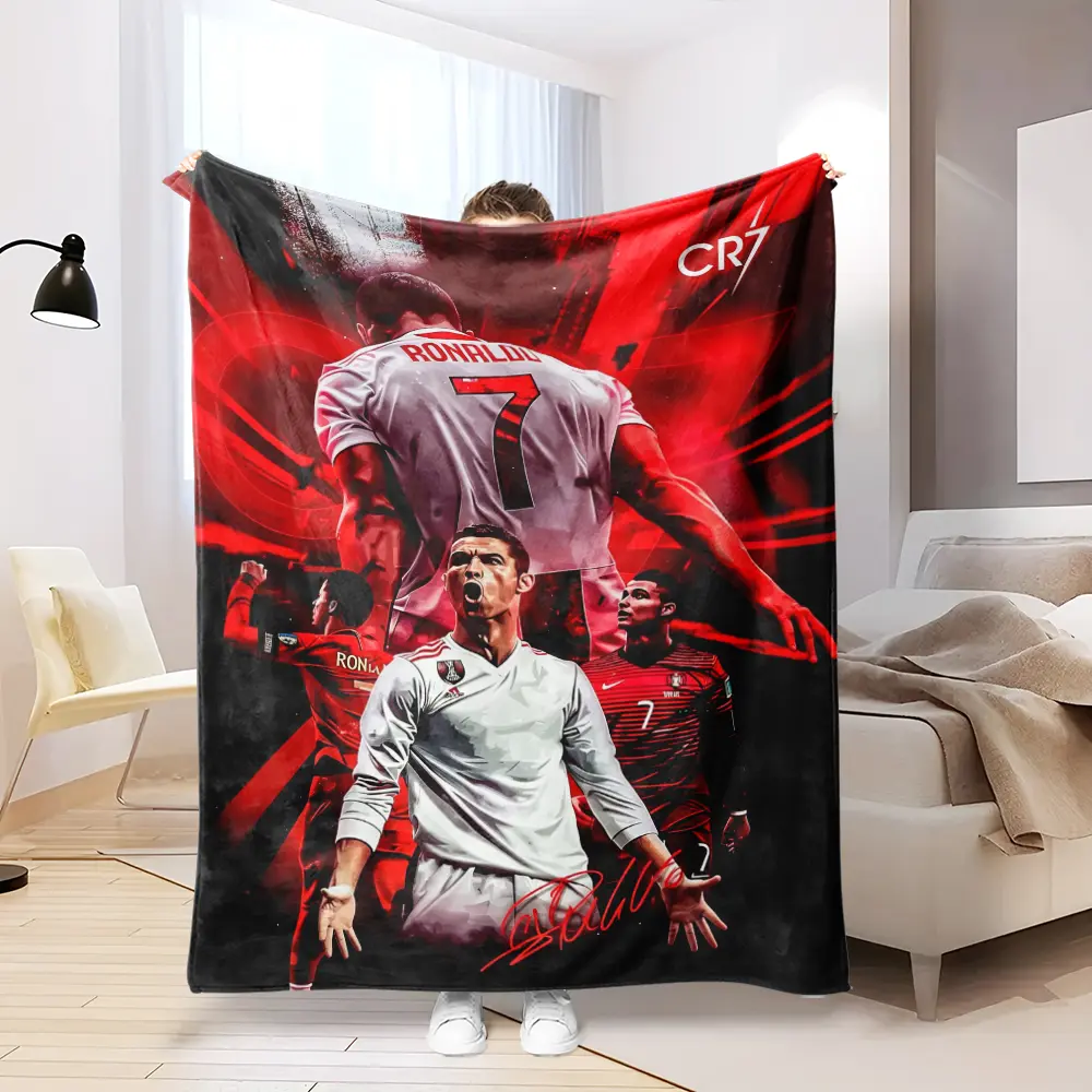 Cristiano Ronaldo Graphic Flannel Blanket - Modern Multifunctional Home Textile Blanket, Super Soft Comfortable, 60x50in, Suitable for Beds, Sofas, All Seasons, Multifunctional Blanket