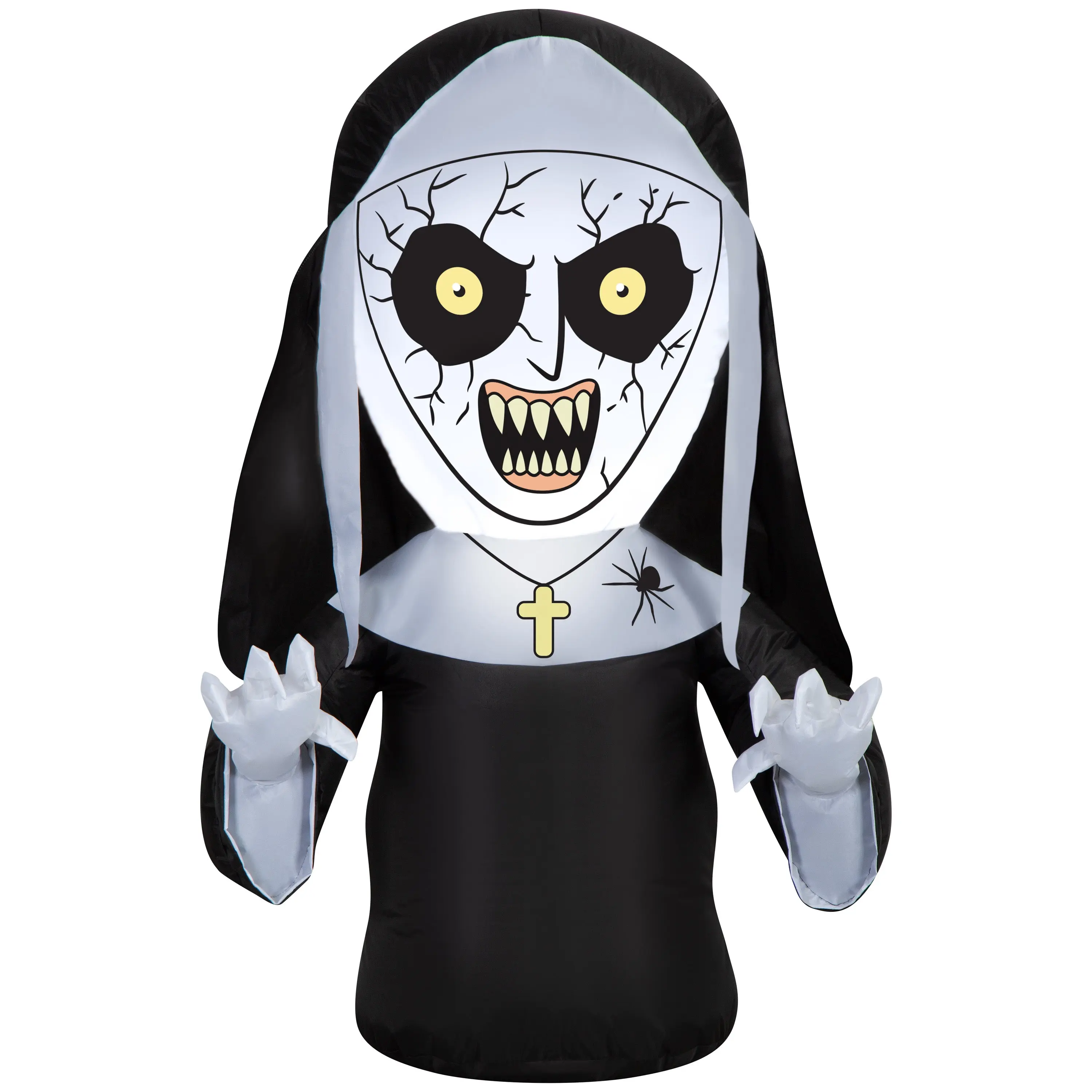 The Nun Halloween Inflatable with Spider Detail, 3.5-Ft Lighted Stylized Yard Decor for Indoor or Outdoor Use