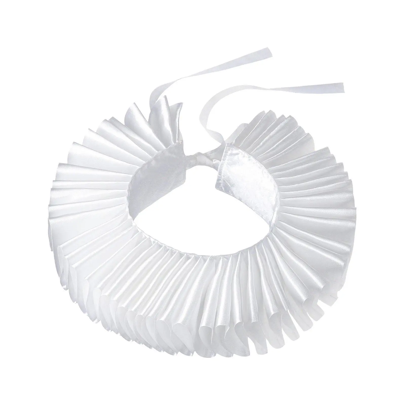 OIDEA Retro Victorian Satin Pleated Ruffle Collar Neck Ruff - Comfortable Fashion Accessory for Halloween Photos, Cosplay Clown Costumes, Light, Polyester, Adjustable, Sheen, Glamorous