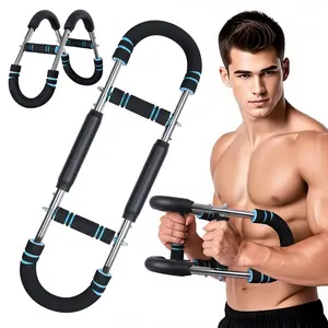 Arm Trainer - Adjustable Resistance 60-100lb for Chest & Arm Workout, Portable Upper Body Strength Training Bar for Home & Gym, Detachable Power Twister Exercise Equipment