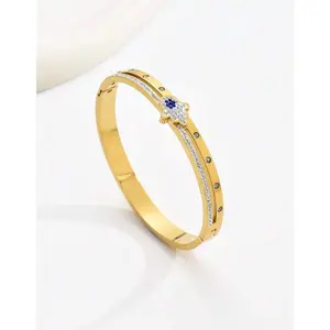 Evil Eye Gold Bangle Bracelet | URBAN ECHO SHOP