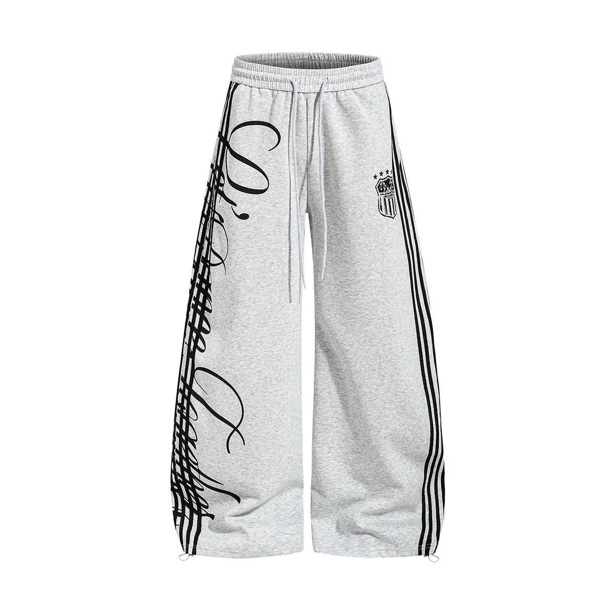 FDR Unisex Handwritten Script Tape Patch Embroidery Sweatpants, Relaxed Fit Casual Jogger Pants with Streetwear Style