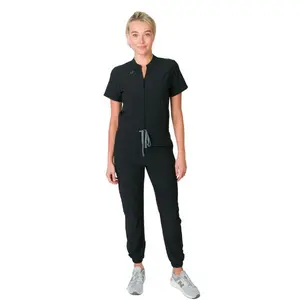 Medgear Women's Scrubs Jumpsuit with Short Sleeves and 8 Pockets