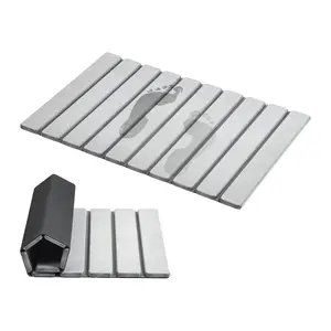 【Deal】Foldable Stone Bath Mat – Super Absorbent Diatomite, Quick Dry Non-Slip Bathroom Mat, 15.4 x 23.6 Inches, Light Grey Decor