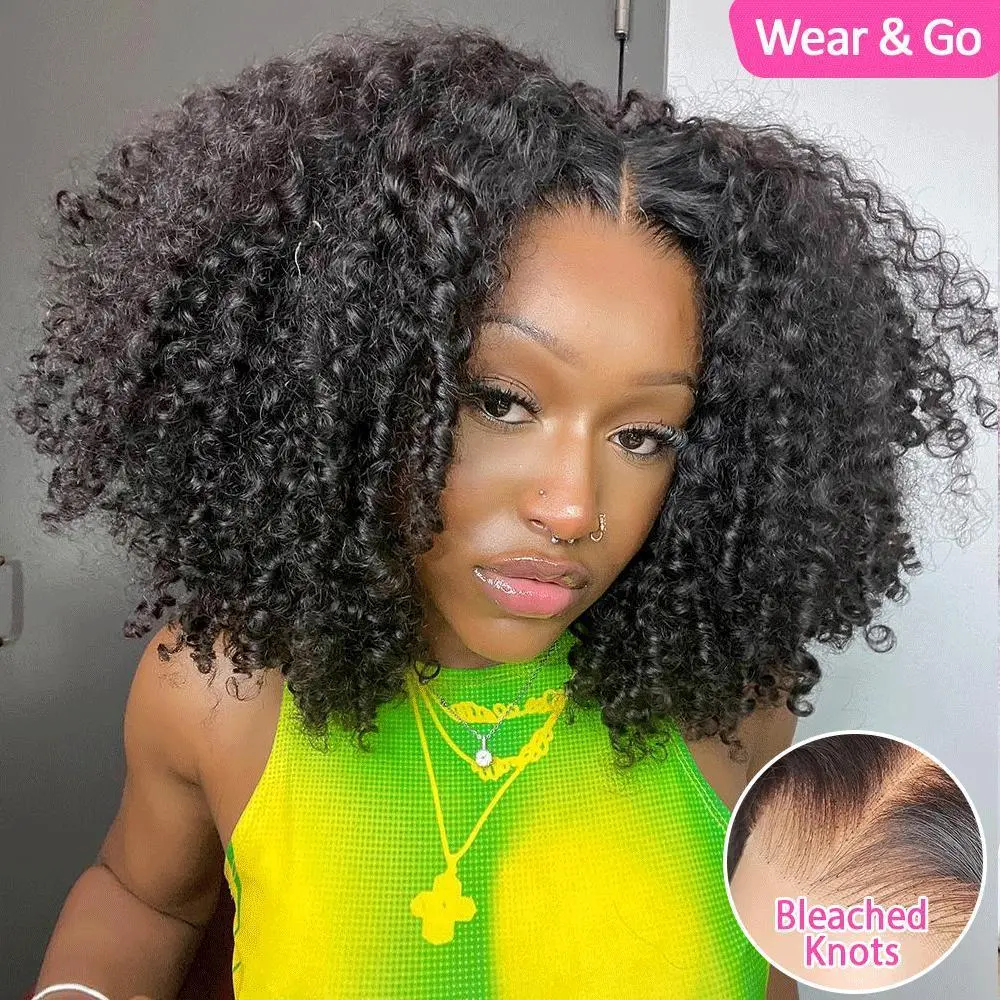 CurlyMe Wear Go Glueless Kinky Curly Human Hair Pre-cut 7x5 HD Lace Pre-bleached Hair Water Wave Lace Front Wigs Pre Plucked #Summervibes