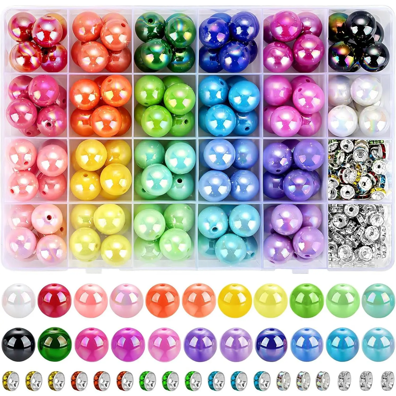 232pcs Rainbow Chunky Bubblegum Beads for DIY Pens Keychains and Bracelets Craft Kit with 16mm Acrylic Focal Beads and Rondelle Spacers, Beads For Jewelry Making, Decoration Beads