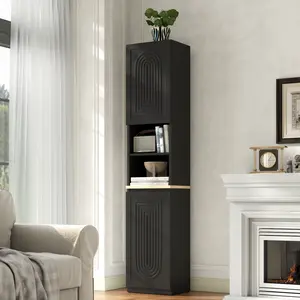 67 Inch Tall Bathroom Cabinet Freestanding, Narrow Bathroom Storage Cabinet with 2 Doors & Adjustable Shelves