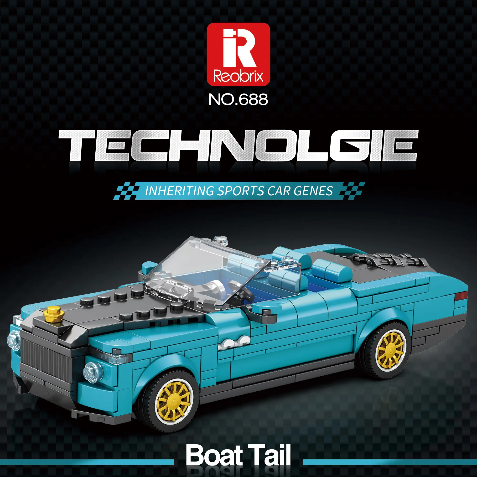 Reobrix Boat Tail Supercar BPA-Free Building Blocks Set - 417PCS STEM Construction Toy with F1 Race Vehicles, Ideal Birthday Gift for Kids Aged 6-8 Years