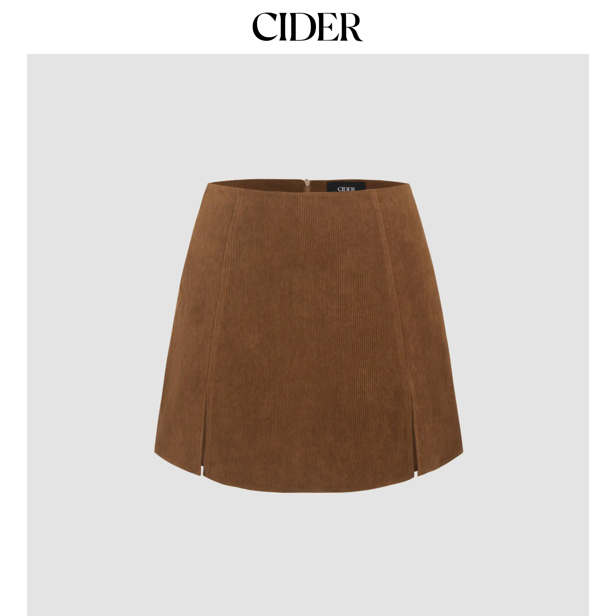 Cider Women's High Waist Corduroy Skort, A-Line Solid Color Polyester Bottom with Front Split, Available in Curve & Plus Size, Basic, Curve & Plus Sizes, Casual, Skirt