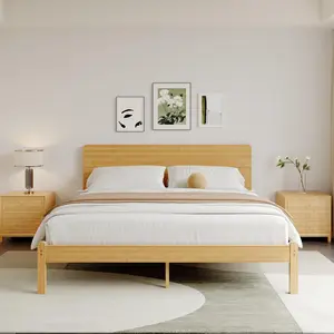 Aardhen Modern 14-Inch Wooden Bed Frame with Solid Pine Wood Headboard, Footboard, No Box Spring Needed, Easy Assembly & Child-Friendly Finish