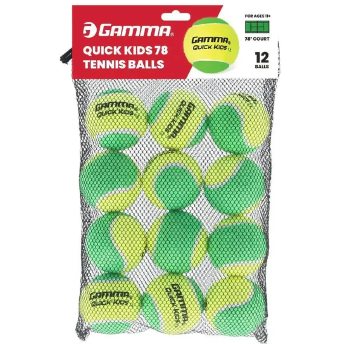 Gamma Quick Kids 78' Court Tennis Balls - Bag (12 Balls)