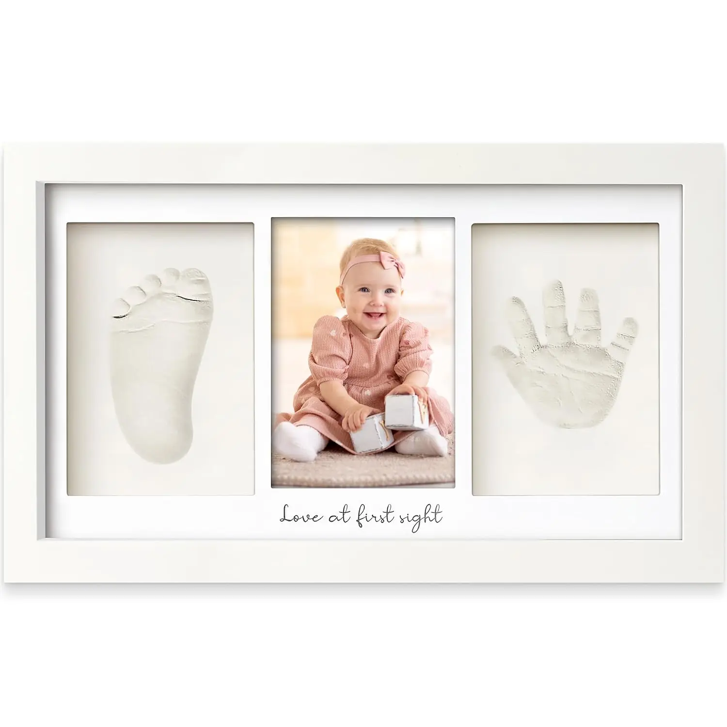 KeaBabies Baby Hand and Footprint Kit - Clay Handprint Keepsake Frame, Newborn Nursery Picture Frame, Personalized New Mom Gifts for Baby First Christmas Shower (Alpine White)
