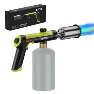 SEESE Powerful Propane Torch(Propane Tank Not Included),Outdoor Cooking Spray Gun Adjustable Flame, One-button Start Maximum Heat,Suitable Outdoor Weeding,BBQ, Campfires ,  Excellent Gift  with Mens