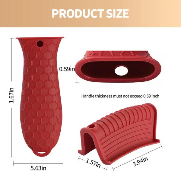 3Pcs Silicone Hot Handle Holder Set, Heat Resistant Pot Handle Sleeve & Assist Handle Holder, Anti-Slip Rubber Pot Ear Clip, Protective Oven Mitts for Cast Iron Skillets, Frying Pans, and Metal Griddles