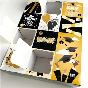 Graduation Gift Christmas Countdown Calendar, 12 Days Surprise Box, Grad Theme Compartments, DIY Fillable Graduate Gift Box