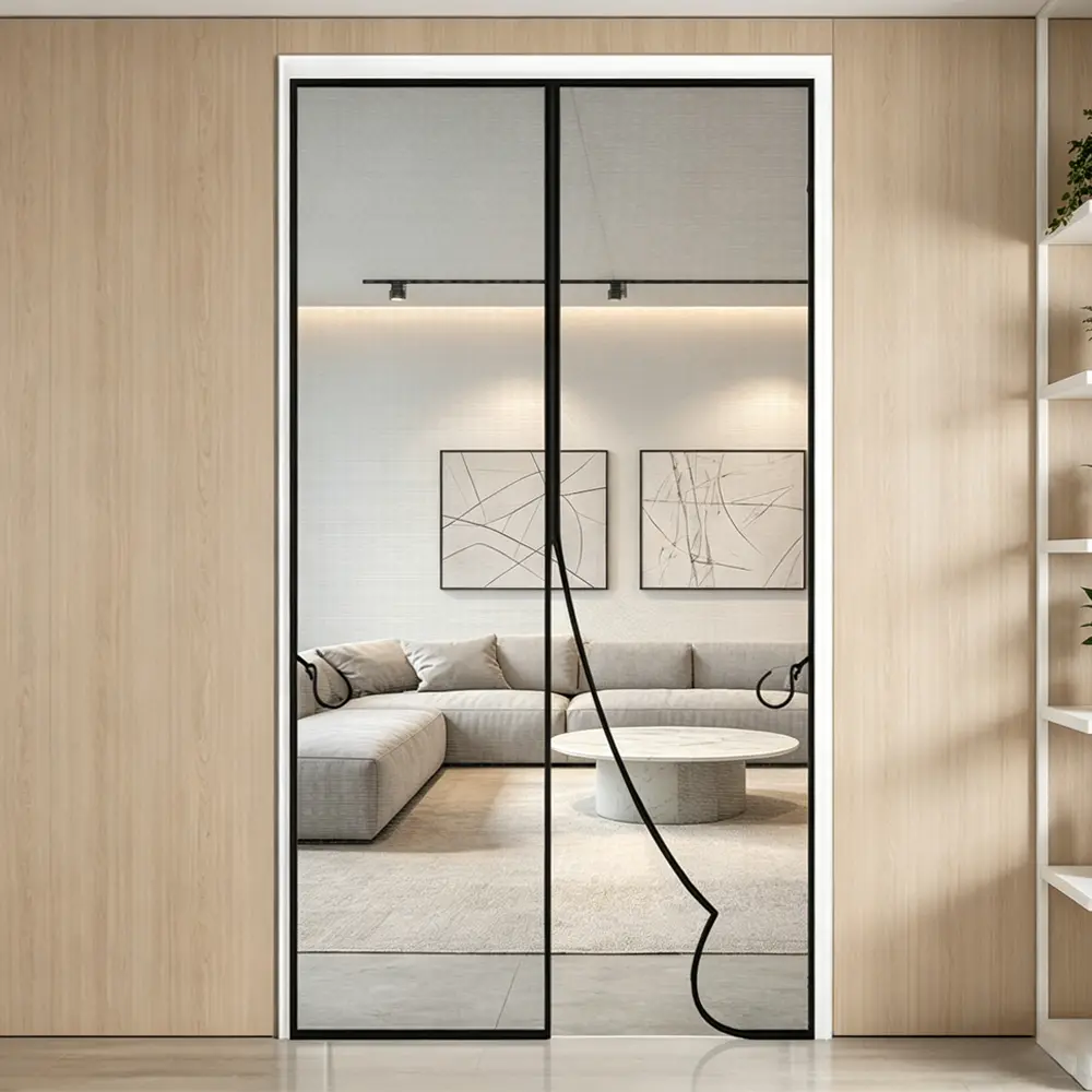 Automatic Magnetic Screen Door, Summer Black Magnetic Mesh Screen Door - Anti-mosquito, Breathable Door Curtain for Bedroom, Kitchen, Living Room, Dining Room, Balcony, Pet-Friendly, No-Drill Installation
