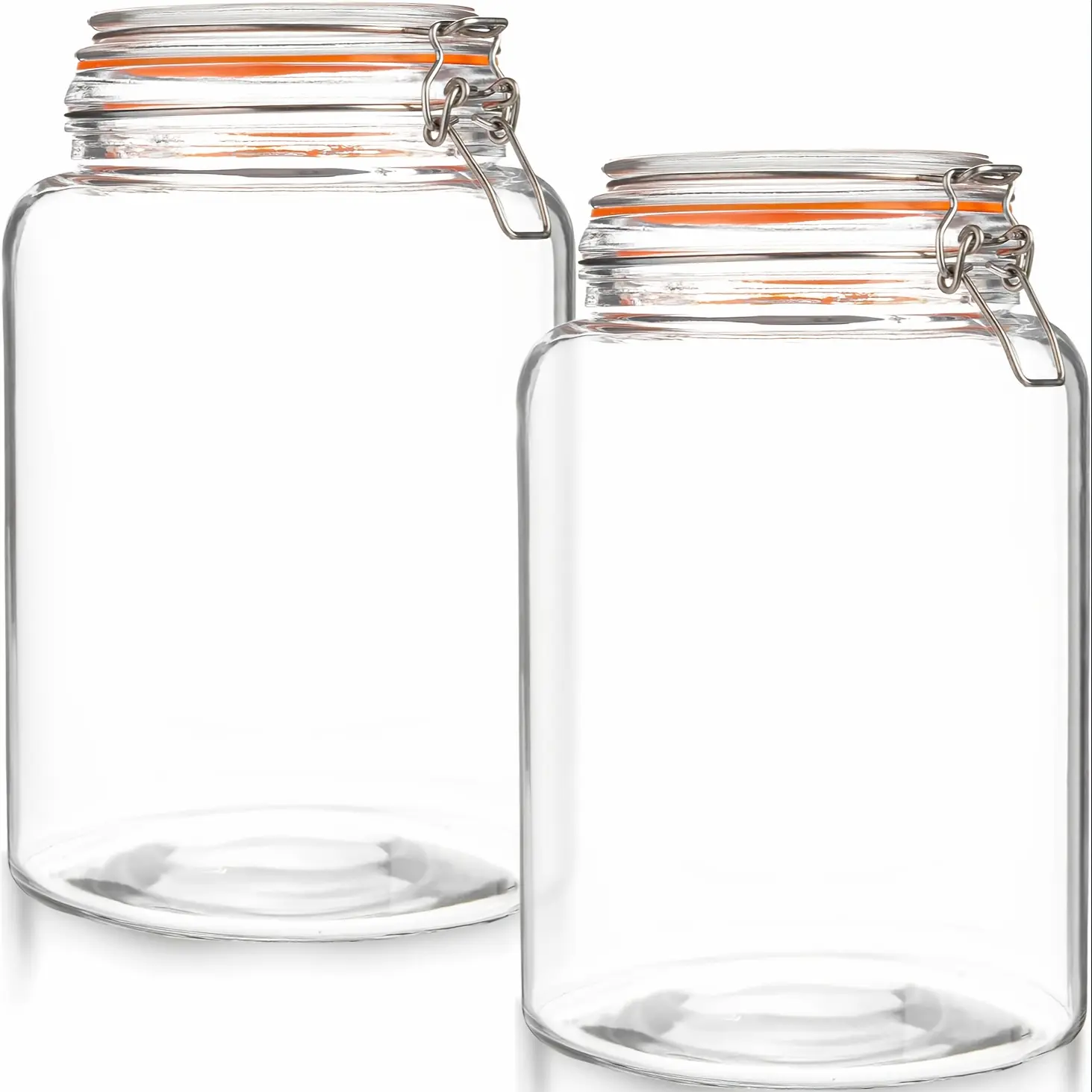 1 Gallon Glass Mason Jar with Hinged Lids, Extra Wide-Mouth Airtight Leakproof Sealed Canning Jars, Pickling Container, Preserving & Flour Storage - Pack of 2