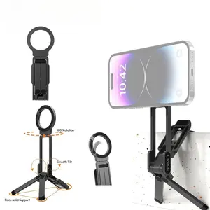 Portable Phone Photography Stand Magnetic Maglock Carabiner Tripod Magsafe Handheld Selfie Stick Supports iPhone Android Desktop Shooting