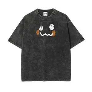 Oversized Retro Casual "Pocket Monsters" Graphic T-Shirt, S-5XL Unisex Washed Batik Cotton Fabric, Super Soft Pre-Shrunk Streetwear Menswear Unisex Fit Top