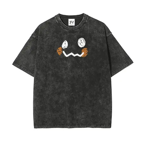 Men's Oversized Vintage Pocket Monsters Graphic T-Shirt - Round Neck, Short Sleeve, Stretch Washed Batik Cotton, Pre-Shrunk, Super Soft Unisex Streetwear Top (S-5XL)