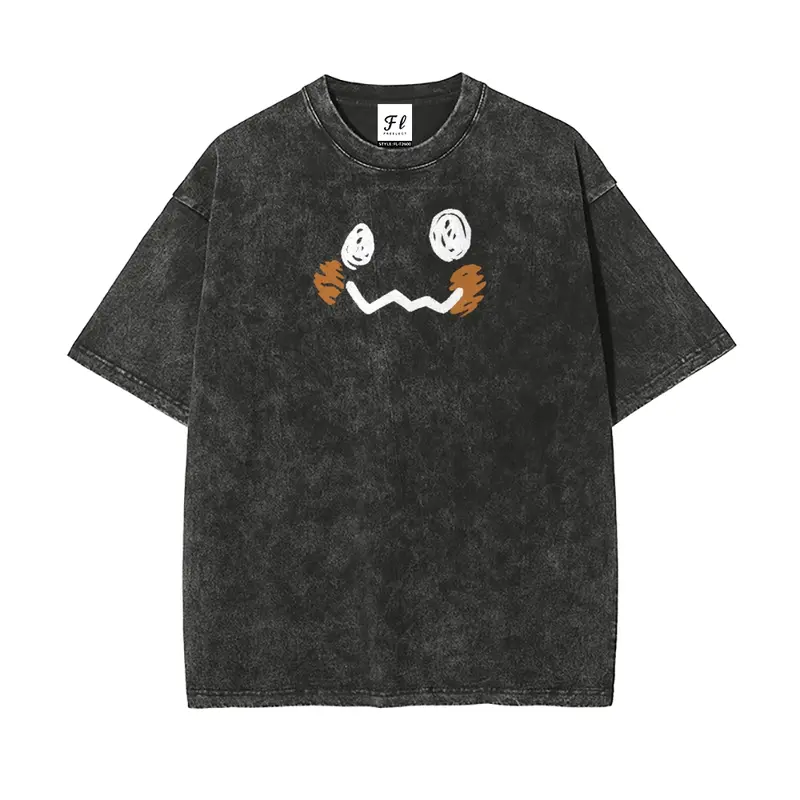 Men's Oversized Vintage Pocket Monsters Graphic T-Shirt - Round Neck, Short Sleeve, Stretch Washed Batik Cotton, Pre-Shrunk, Super Soft Unisex Streetwear Top (S-5XL)