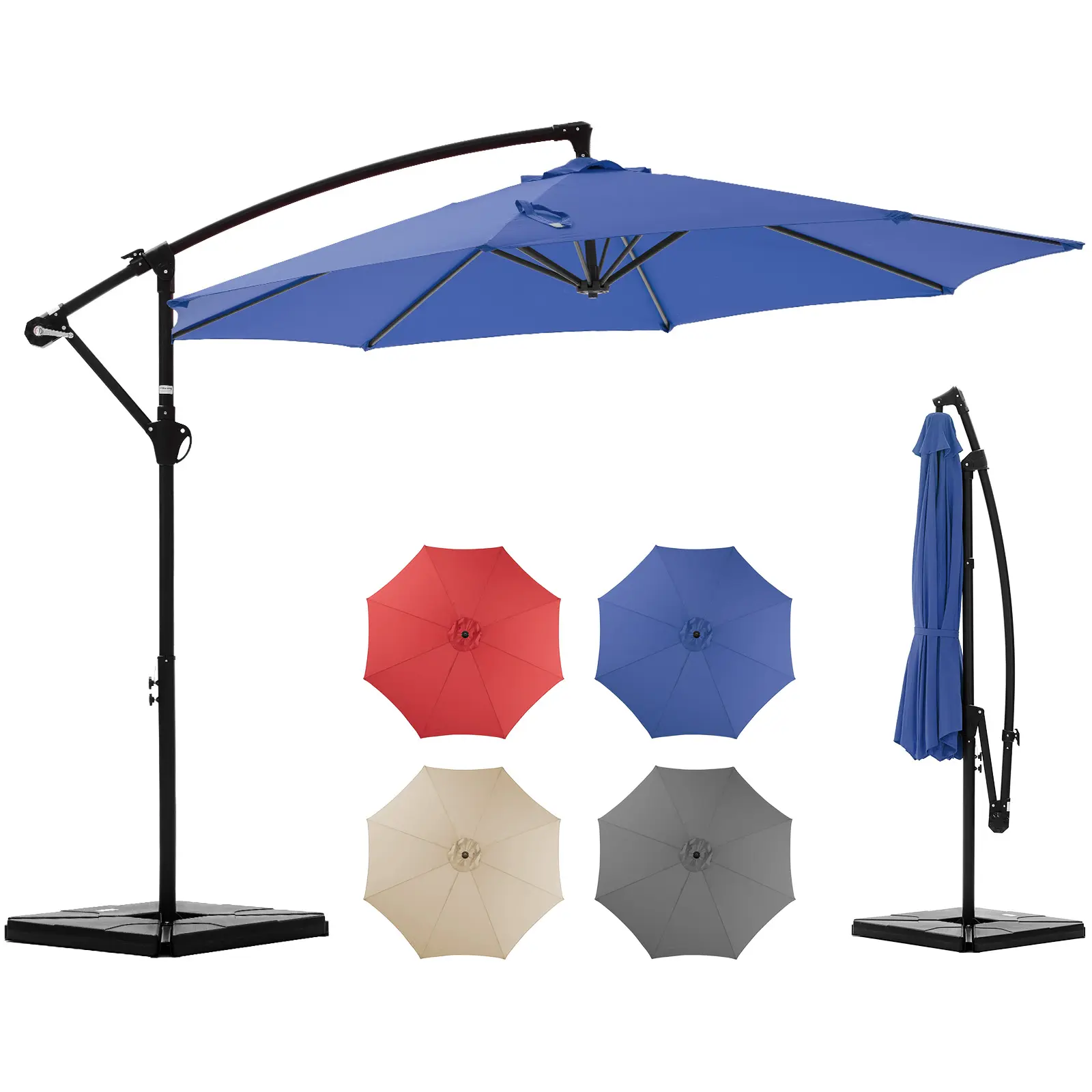 10ft Offset Patio Parasol - Heavy-Duty UV-Treated Retractable Adjustable Tilt Canopy Sun Parasol Umbrella, Crank Operation, Polyester Shade with Base, Outdoor Furniture for Backyard, Garden