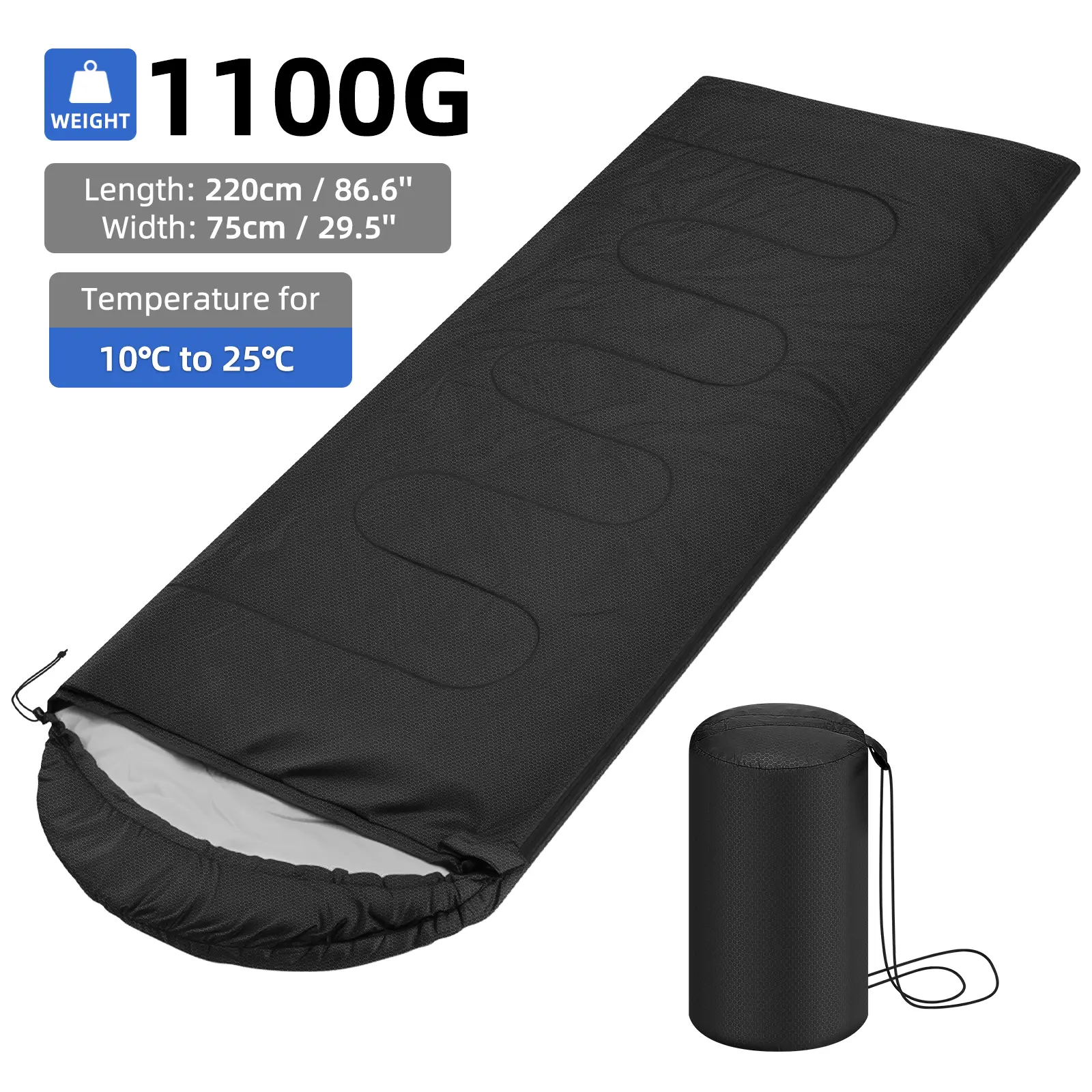 [SummerWins] Portable 2-in-1 Camping Sleeping Bag, Lightweight Waterproof Sleeping Bag for Hiking RV Travel, Convertible Blanket Comforter Adult Sleeping Bag 10℃~25℃