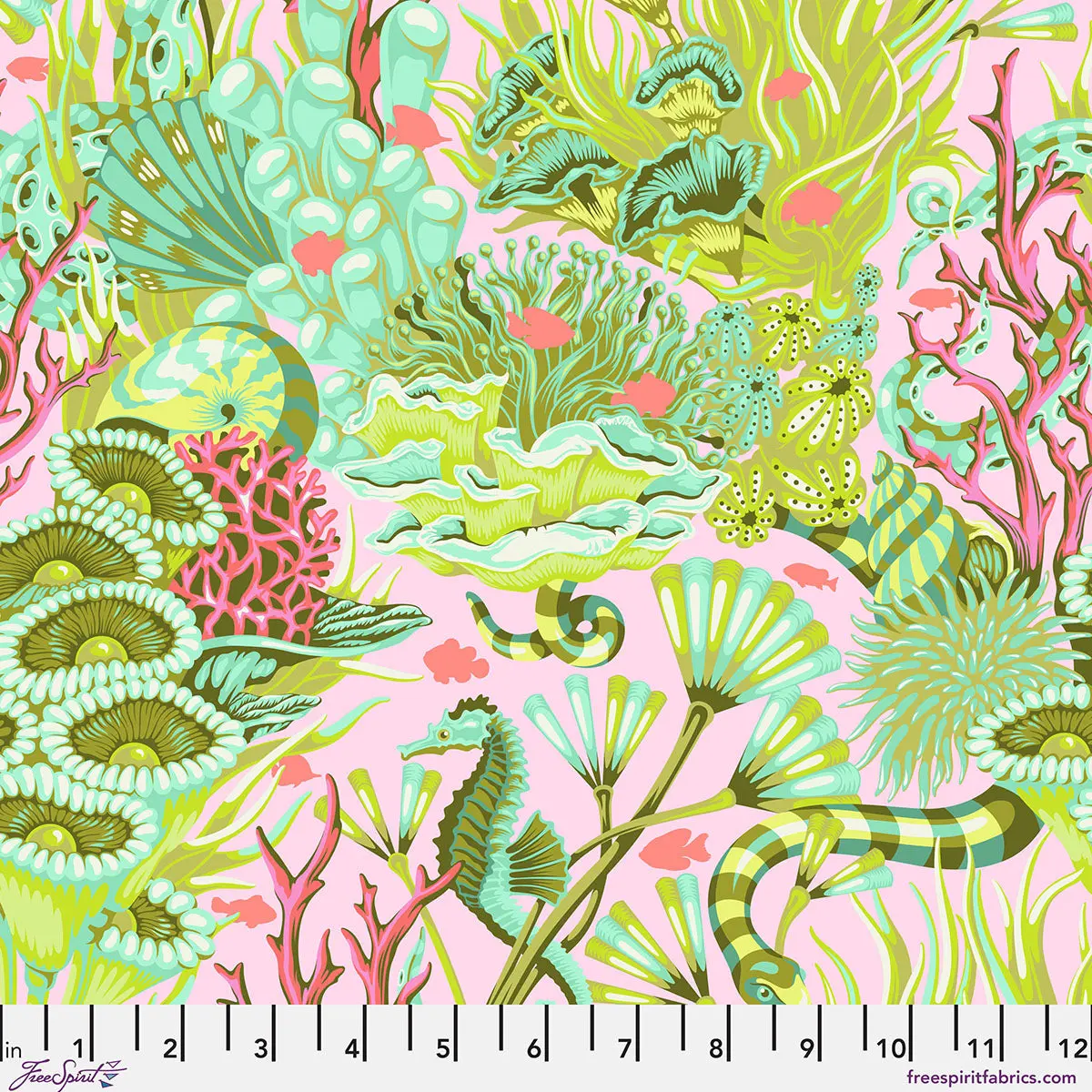 Fabric FreeSpirit Tula Pink Coralline Reef What You Sew Floral Reef by the Quarter Yard PWTP264.CORALLINE