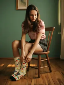 1pairs Cute Cartoon Animal Crew Socks – Daily Wear / Home Outfit / School Style – Bear Elephant Pattern Socks