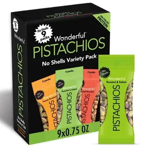 No Shells, 3 Flavors Mixed Variety Pack of 9 (0.75 Ounce), Roasted & Salted Nuts (4), Chili (3), Honey (2), Protein Snacks, Gluten Free, Healthy Snacks Variety Pack for Adults, Stocking Stuffers