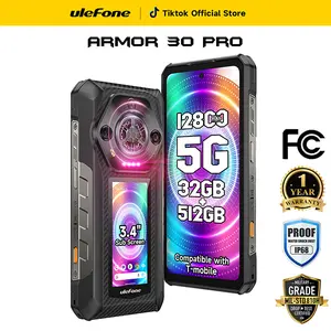Ulefone Armor 30 Pro/Armor 30 5G Unlocked Rugged Phone Android 14 Smartphone 6.9" Dual Screen 16GB+512GB,  Infinite Halo 118dB Speake, MediaTek Dimensity 7300X 12800mAh(66W) 64MP+50MP+32MP,IP68/IP69 -Black Cellphone