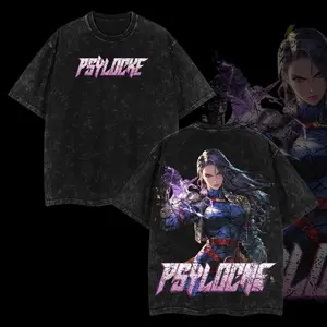 Retro Psylocke Oversized T-Shirt 100% Premium Super Hero Cotton Relaxed Merch  Fit S-5XL Classic Menswear Top for Men Apparel Clothes Seamless Soft Crewneck Streetwear Gamis Tshirt