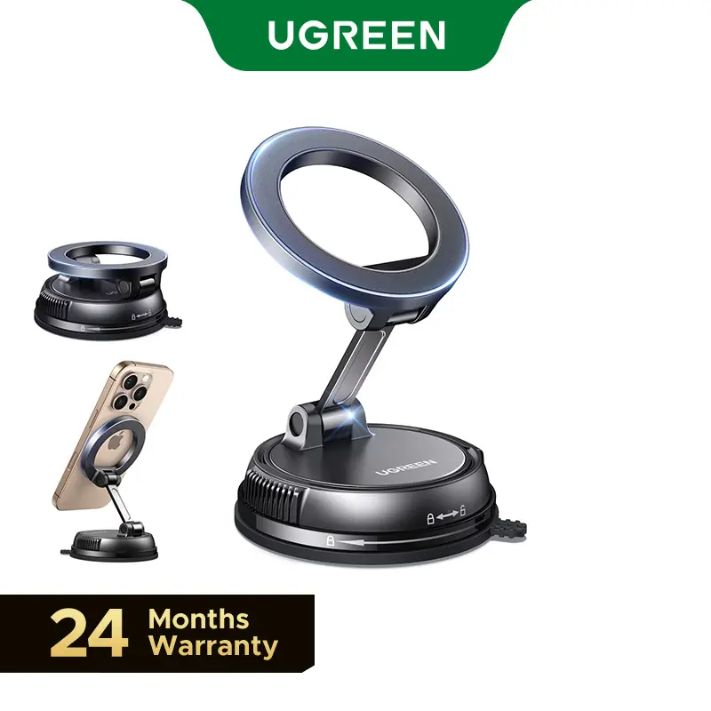 UGREEN Vacuum Magnetic Car Phone Holder,Car Phone Mount, 360° Adjustable for MagSafe Car Holder Foldable Suction Phone Mount for Car, for Garmin GPS/Mirror/Smooth Surface, for iPhone 17 16 Pro Max 15, and Android(Not for Reuse),Summer Sale