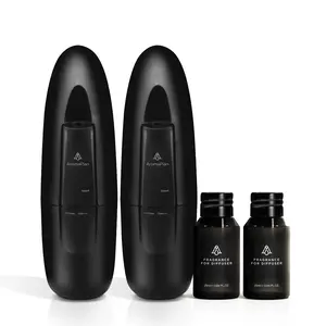 AromaPlan Smart Plug-in Waterless Room Diffuser - Black (2-Pack) Scented Aromatherapy Machine with 2 Scented Oil Samples (Dubai, 24 Knights), Floral Rose Home Fragrance Freshener, Smart Scent Plug-ins