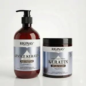 RIGINAS Professional Keratin Shampoo & Hair Mask Set, Repair & Frizz Control for Dry or Damaged Hair, with Hydrolyzed Keratin, Collagen & Wheat Protein, 500ml Each