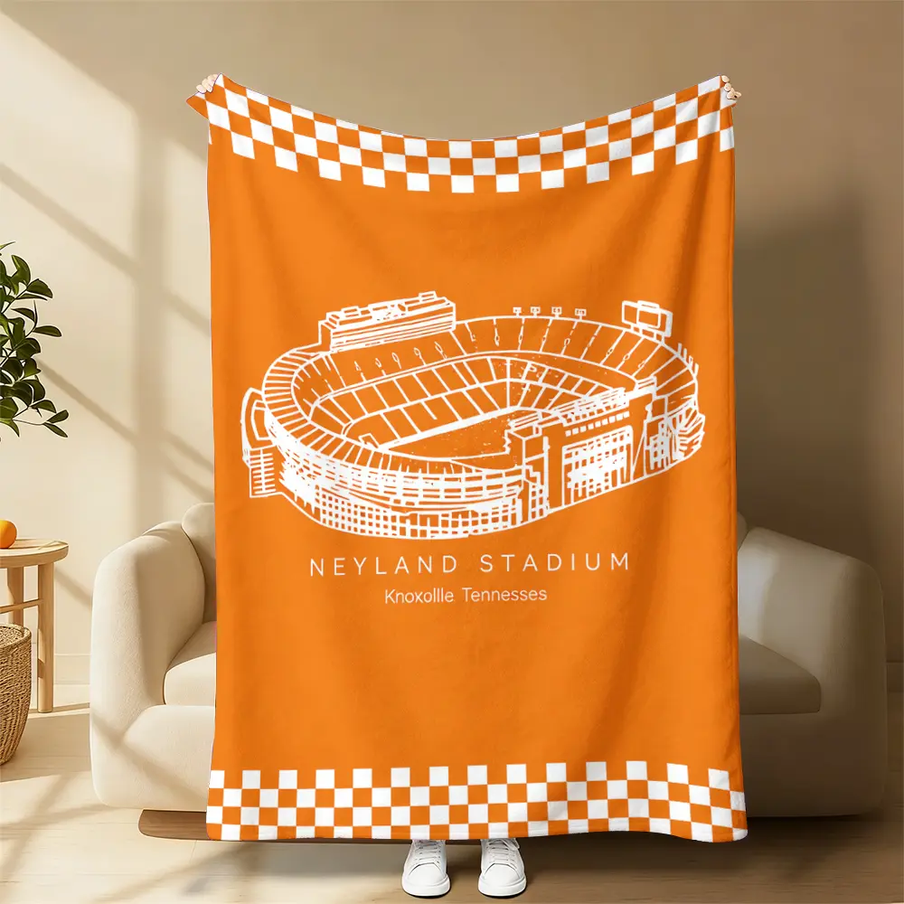 Cozy Flannel Neyland Stadium Tennessee Volunteers Football Blanket - All-Season Textile for Home Bedroom Sofa Use, Ideal Gift for Family, Christmas Present, College Football, Bed/Sofa/Floor, Home/Outdoor Use