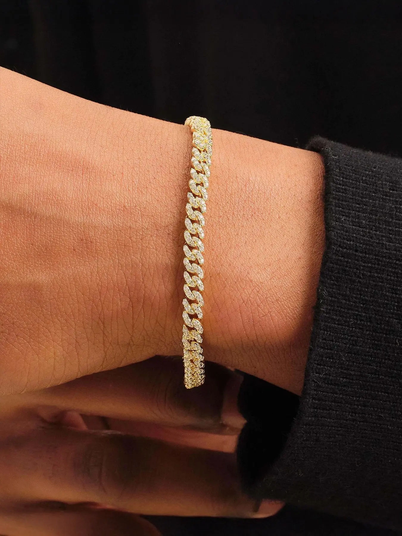 Iced Chics 5mm Miami Cuban Copper Chain Bracelet, Fashion Bracelet, Zircon Hip Hop Accessory, Unisex, Daily Wear, Street Style, Perfect Gift, All Seasons